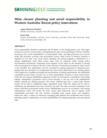 Mine closure planning and social responsibility in Western Australia – recent policy innovations