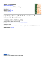 Failure to infect laboratory rodent hosts with human isolates of Rodentolepis (= Hymenolepis) nana