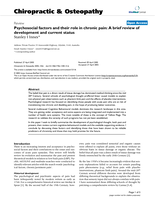Psychosocial factors and their role in chronic pain: A brief review of development and current status