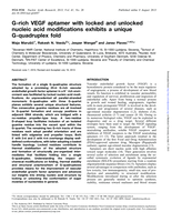 G-rich VEGF aptamer with locked and unlocked nucleic acid modifications exhibits a unique G-quadruplex fold