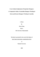 Cross-cultural adjustment of expatriate managers: a comparative study of Australian managers working in Korea and Korean managers working in Australia