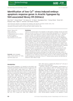 Identification of low Ca2+stress-induced embryo apoptosis response genes in Arachis hypogaea by SSH-associated library lift (SSHaLL)