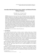 Australian individual decision styles, intuitive and rational decision making in business