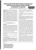Achieving sustainable natural resource management outcomes on the ground: the key elements of stakeholder involvement