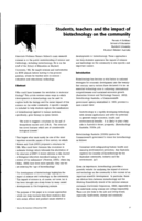 Students, teachers and the impact of biotechnology on the community