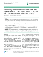 Delineating inflammatory and mechanical sub-types of low back pain: a pilot survey of fifty low back pain patients in a chiropractic setting