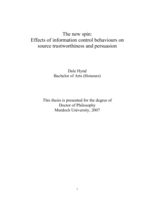 The new spin: Effects of information control behaviours on source trustworthiness and persuasion