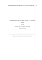 Inter rater reliability of recovery capital: Assessment of a clinician rated measure