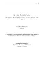 The politics of a stateless nation: The dynamics of cultural nationalism in post-union Scotland, 1707-1830