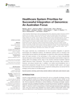 Healthcare system priorities for successful integration of genomics: An Australian focus