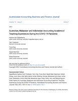 Australian, Malaysian and Indonesian Accounting Academics' Teaching Experiences During the COVID-19 Pandemic