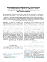 Broilers fed a low protein diet supplemented with synthetic amino acids maintained growth performance and retained intestinal integrity while reducing nitrogen excretion when raised under poor sanitary conditions