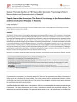 Twenty Years After Genocide: The Role of Psychology in the Reconciliation and Reconstruction Process in Rwanda