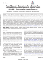Role of boundary organization after a disaster: New Zealand’s natural hazards research platform and the 2010–2011 Canterbury earthquake sequence