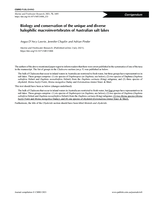 Biology and conservation of the unique and diverse halophilic macroinvertebrates of Australian salt lakes