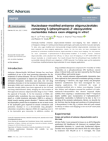 Nucleobase-modified antisense oligonucleotides containing 5-(phenyltriazol)-2′-deoxyuridine nucleotides induce exon-skipping in vitro