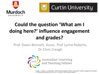 Could the question 'What am I doing here?' influence engagement and grades?