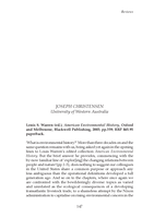 Book Review: Louis S. Warren (ed.), American Environmental History, Oxford and Melbourne, Blackwell Publishing, 2003; pp.359; RRP $65.95paperback.