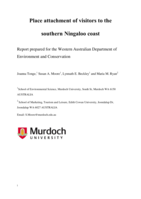 Place attachment of visitors to southern Ningaloo coast. Report prepared for Department of Environment and Conservation, Kensington, WA