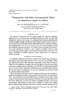 Temperature and other environmental effects on ammocoete organs in culture