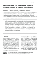 Preparation of formed coke from biomass by sequence of torrefaction, binderless hot briquetting and carbonization