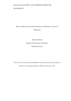 Effects of maturity and criminal experience on adolescents’ analysis of delinquency