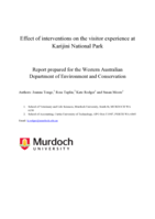 Effect of interventions on the visitor experience at Karijini National Park. Report prepared for the WA Department of Environment and Conservation and the Parks Forum