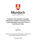 Prediction of the potential geographic distributions and risk assessment of four trade impacting invasive insect pests in Australia and China