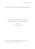 The impact of attachment to substance in substance dependent individuals’ Psychotherapy relationships: An exploratory mixed-methods study