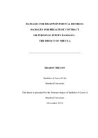 Damages for Disappointment & Distress: Damages for Breach of Contract or Personal Injury Damages – The Impact of the CLA