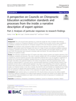 A perspective on Councils on Chiropractic Education accreditation standards and processes from the inside: A narrative description of expert opinion, part 2: Analyses of particular responses to research findings