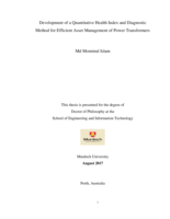 Development of a quantitative health index and diagnostic method for efficient asset management of power transformers