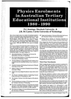 Physics enrolments in Australian tertiary educational institutions 1980-1990