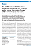 Use of a tetanus toxoid marker to allow differentiation of infected from vaccinated poultry without affecting the efficacy of a H5N1 avian influenza virus vaccine