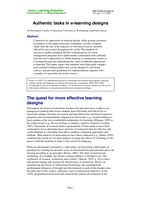 Authentic tasks in e-learning designs