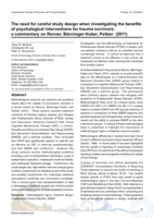The need for careful study design when investigating the benefits of psychological interventions for trauma survivors: A commentary on Renner, Bänninger-Huber, Peltzer (2011)