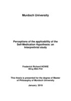 Perceptions of the applicability of the Self-Medication Hypothesis: An interpretivist study