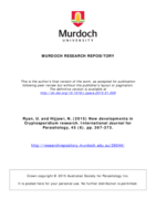 New developments in Cryptosporidium research