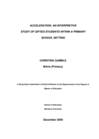 Acceleration: An interpretive study of gifted students within a primary school setting