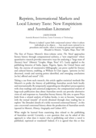 Reprints, international markets and local literary taste: New empiricism and Australian literature