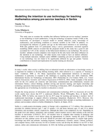 Modelling the intention to use technology for teaching mathematics among pre-service teachers in Serbia