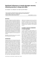 Nutritional influences on muscle glycogen recovery following exercise in sheep and cattle