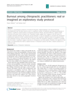 Burnout among chiropractic practitioners: Real or imagined an exploratory study protocol