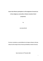 Factors that influence participation in self-management of wound care in three Indigenous communities in Western Australia: Clients' perspectives