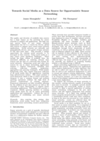 Towards social media as a data source for opportunistic sensor networking