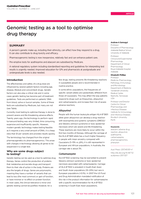 Genomic testing as a tool to optimise drug therapy