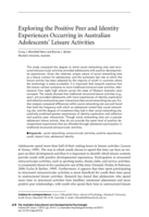 Exploring the positive peer and identity experiences occurring in Australian adolescents' leisure activities