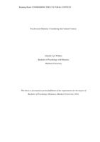 Psychosocial maturity: Considering the cultural context