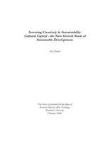 Investing creatively in sustainability: cultural capital - the new growth stock of sustainable development