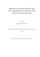 Behavioural Activation Treatment of Anxiety (BATA): A preliminary investigation using a series of single-case clinical replications